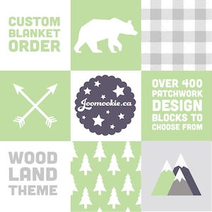 Custom Order: Woodland Minky Blanket, Personalized Baby Blanket, Custom Patchwork, Woodland Nursery Decor, Woodland Animals Baby Shower Gift