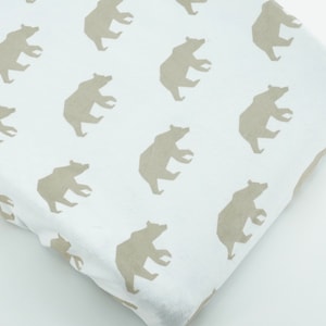 Personalized Changing Pad Cover, Bear Crib Sheet, Woodland Bear Nursery Decor, Fitted Crib Sheet, Woodland Baby Gift