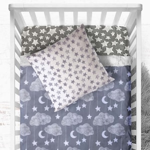 Minky Blanket Moon Stars Clouds Gray 6 Sizes: Baby, Kid, Teen, Adult ...