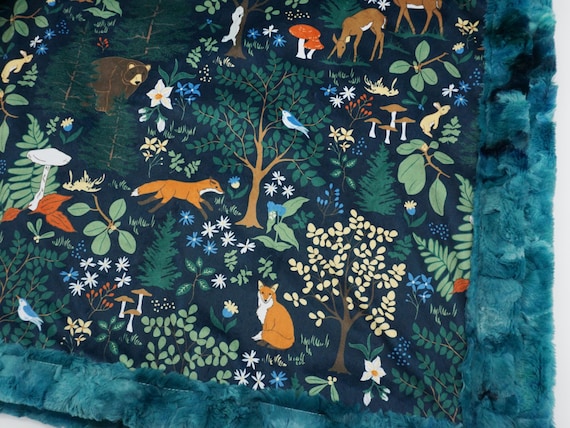Minky Baby Blanket: Woodland Animal Nursery Decor