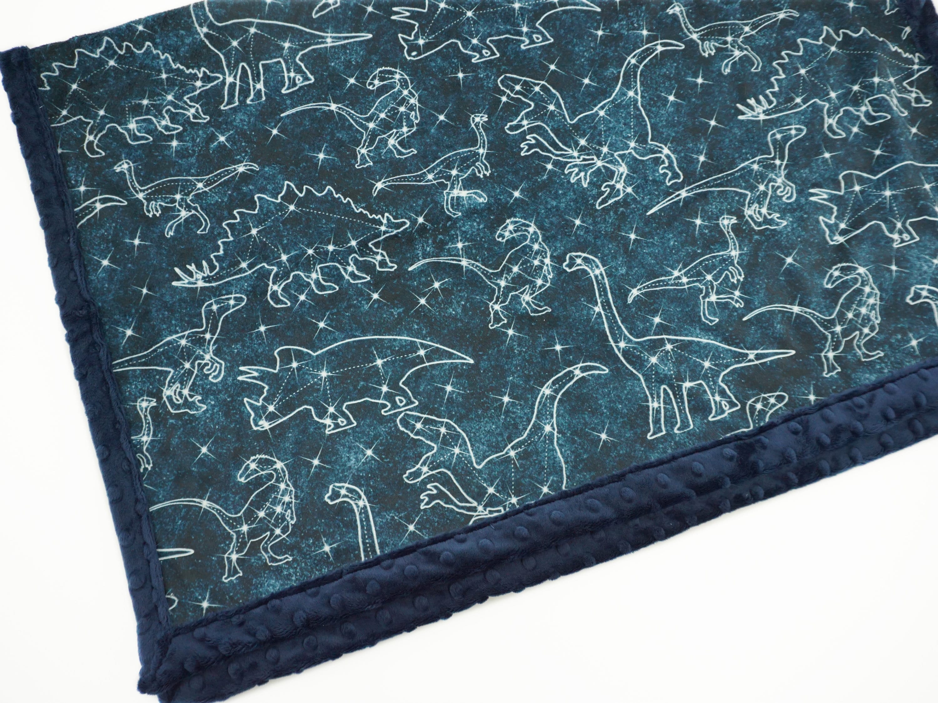 READY TO SHIP, Minky Blanket | Dinosaur Constellations | Dino Star Baby Shower gift for girl or boy | Add an Embroidered Name