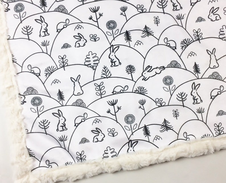 Bunny Baby Minky Blanket in Black and White