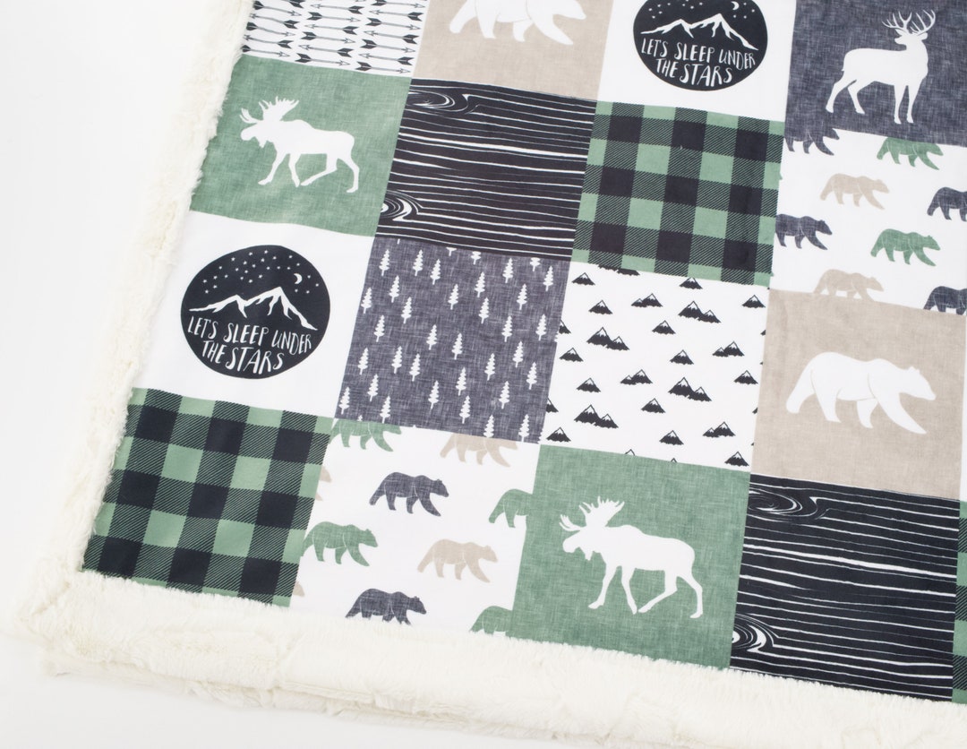 Moose Minky Blanket Moose Baby Blanket Bear Nursery Gender Neutral