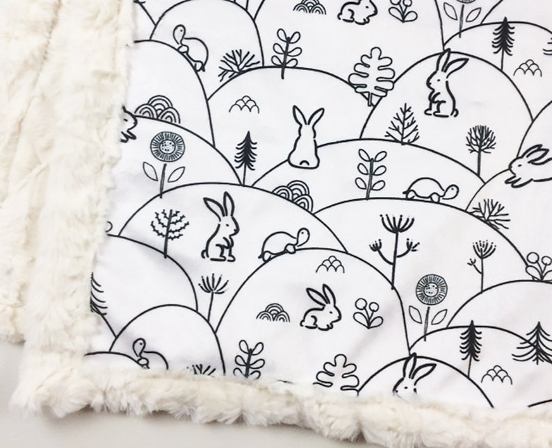 Bunny Baby Minky Blanket in Black and White