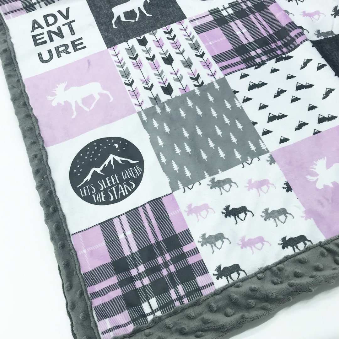 Moose Minky Blanket Moose Baby Blanket for Girl Moose Nursery ADVENTURE