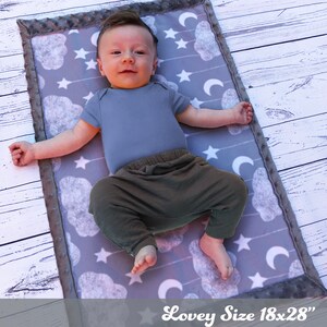 Minky Blanket Moon Stars Clouds Gray 6 Sizes: Baby, Kid, Teen, Adult ...