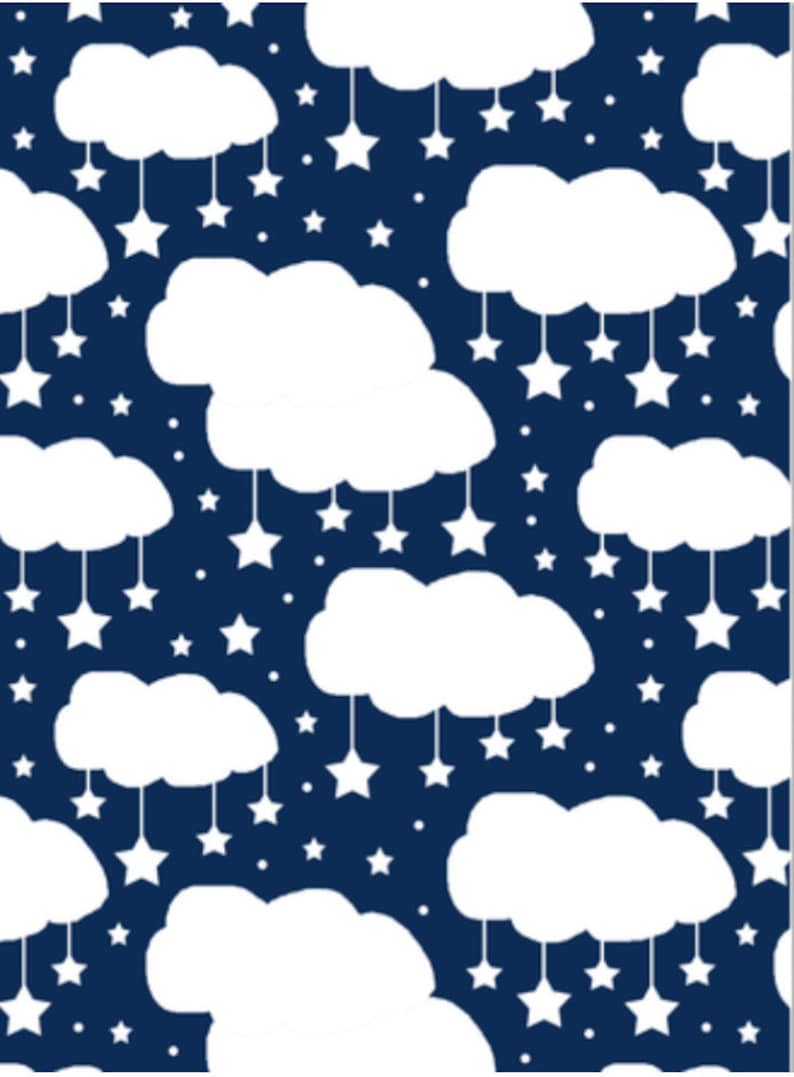 Minky Blanket Moon Stars Clouds Navy 6 sizes: baby, kid, teen, adult image 1