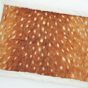READY TO SHIP, Minky Blanket, Fawn Deer Skin Bambi, Copper, Add an Embroidered Name, (Lovey - Ivory Hide)
