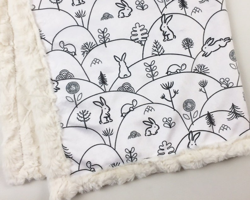 Bunny Baby Minky Blanket in Black and White