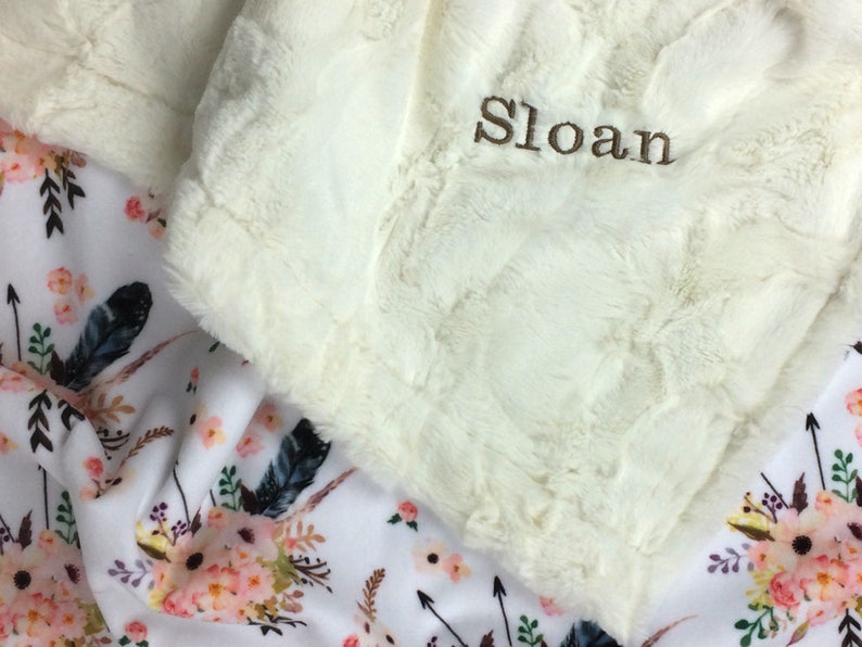 Bunny Baby Minky Blanket in Black and White
