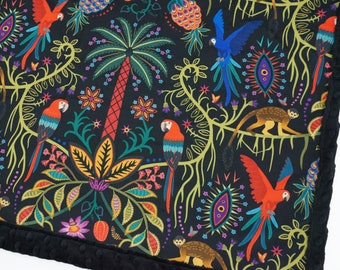 Minky deken papegaai: jungledieren kinderkamer
