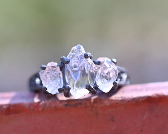 Raw Gemstone Ring Rough Stone Engagement Ring Cocktail Statement Ring Large Rough Diamond Engagement Ring Diamond Wedding Anniversary Wife