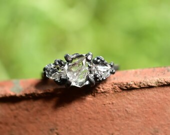 Diamond Engagement Ring Raw Diamond Engagement Ring Size 5 Wedding Ring Rough Diamond Wedding Band Art Deco Engagement Ring