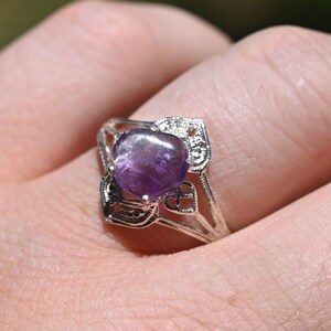 Amethyst Ring Rough Unique Purple Gemstone Engagement Ring Uncut Promise Ring Wedding Band Sterling Silver Avello Size 6 Gift