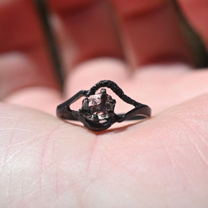 Art Deco Engagement Ring, Vintage Inspired Raw Diamond Ring, Rough Natural Diamond Ring, Sterling Silver Engagement Ring, Size 6, Avello
