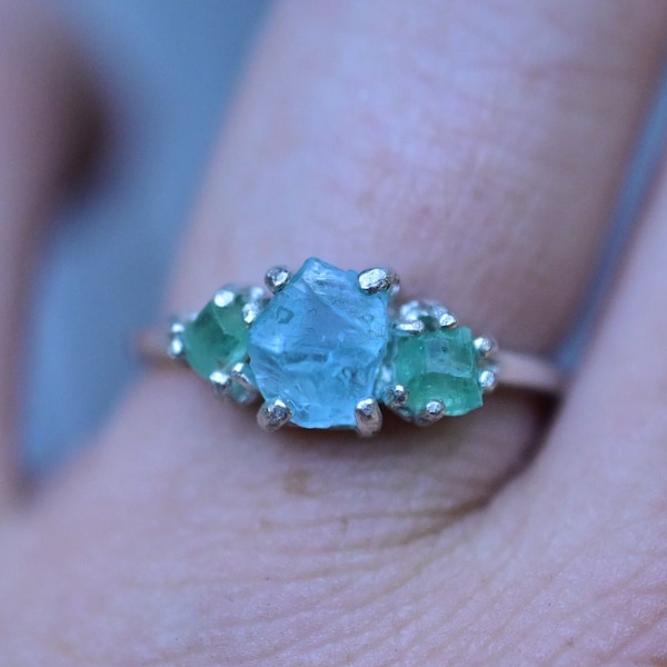 Raw Emerald Ring - Etsy