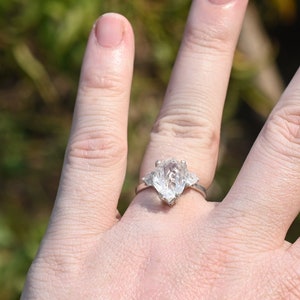 Simple Engagement Ring, Raw Gemstone Jewelry, White Raw Diamond Engagement Ring, Organic Rough Wedding Ring, Dainty Boho, Avello Graduation