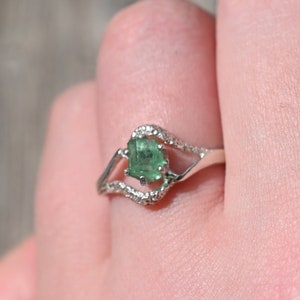 Rough Emerald Ring, Emerald Ring, Raw Emerald, natural uncut emerald, rough gemstone, rustic engagement unique wedding ringgift