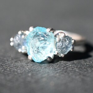 Aquamarine and blue Montana sapphire engagement ring size 3 4 5 6 7 8 9 10 11 12 13 oval pear tear round or squaregift