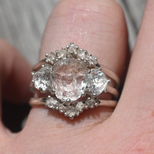 Engagement ring, raw diamond ring, raw stone ring, alternative engagement ring, unique rough diamond size 3 4 5 6 7 8 9 10 11 12 13 gift 3 ring set bright