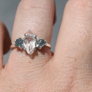Raw Blue Sapphire Engagement Ring Rough Natural Uncut Blue Stone Sterling Silver Wedding Band Raw Gemstone Size 4 5 6 7 8 9 Graduation  gift