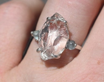 Raw Diamond Engagement Ring, Rough Diamond Ring, Natural Diamond Ring, Uncut Diamond Ring, Wedding Ring, Raw Gemstone Jewelry, Bridal Ring