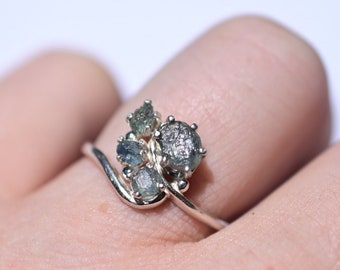 Engagement ring Montana sapphire ring, alternative diamond s size 5 6 7 8 9 anniversary  gift for woman gift American made