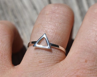 Triangle silver ring simple wedding band 2mm wide sterling silver ring minimalist rings for women Rings for men anniversary  gift for woman
