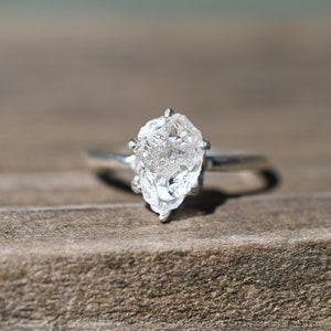 Engagement Ring, Raw Diamond Ring, Diamond Ring, uncut engagement ring, Rough Uncut Raw Stone Promise Simple Solitaire Minimalist Daintygift Bright Silver