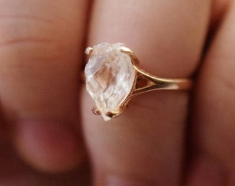 14k Rose Gold Ring Raw Stone Ring Rough Diamond Ring Wedding Band Unique Engagement Natural Gemstone Promise size 4 5 6 7 8 9 10gift