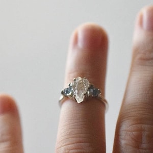 Size 5 14k White Gold Diamond Ring, Raw Diamond Engagement Ring, Solid Gold Engagement Ring, Rough Diamond Ring, Raw Diamond Ring, Avello