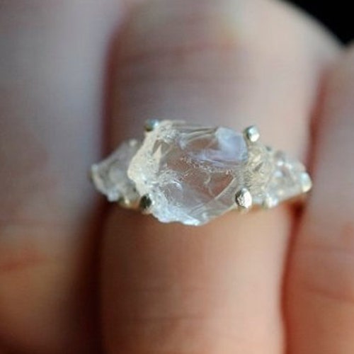 Raw Diamond Engagement Ring Rough Diamond Wedding Band Unique Etsy