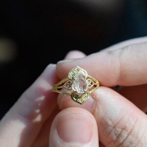 10k yellow gold raw diamond ring anniversary gift for womangift