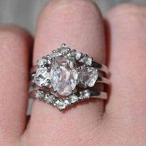 Raw stone engagement ring, natural crystal ring, alternative diamond promise ring, unique rough quartz size 3 4 5 6 7 8 9 10 11 12 13 gift