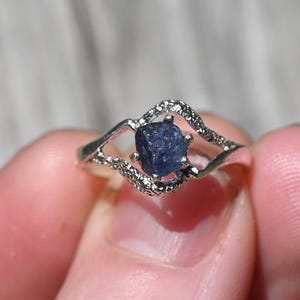 Deep Blue Montana Sapphire Ring – Handmade Sterling Silver Solitaire, Ethical Engagement or Gift