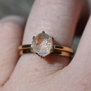 Engagement ring Size 9 10k Gold Diamond Ring, Raw Diamond , Solid Gold , Rough Diamond Ring, Raw Diamond Ring, Avello gift