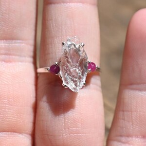 Engagement ring Ruby and Lake County diamond  sterling silver size 6 American made