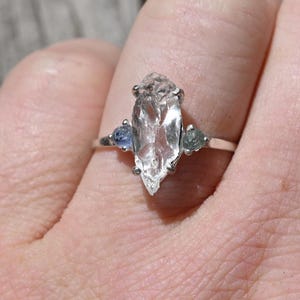 Engagement ring Montana sapphire and Lake County diamond  size 7 8 9 avello anniversary gift for women American made