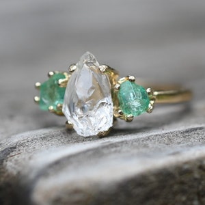 Raw emerald jewelry, raw Lake County diamond ring  size 4 5 6  7 8 9 10 11 American made