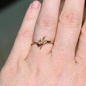 Förlovningsring Storlek 7 14k Guld Diamantring, Rå Diamant Solid Guldring Rough Diamond Ring Rå Diamantring, Avello, presenter till henne, Fru