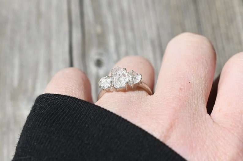 Engagement ring, raw diamond ring, raw stone ring, alternative engagement ring, unique rough diamond size 3 4 5 6 7 8 9 10 11 12 13 gift image 3