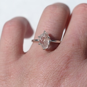 Simple Alternative Diamond Engagement Ring Raw Diamond Rough Diamond Ring Unique Modern Jewelry Sterling Silver Engagement Ring Size 8 gift