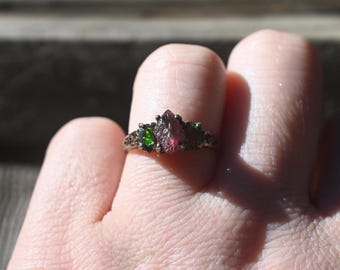 Verlobungsring Schwarzer Opal und rosa Saphir Sterlingsilber Größe 3 4 5 6 7 8 9 10 11 12 American Made