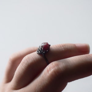 Rohe Rubin und Diamant-Verlobungsring, ungeschliffener Diamant-Ring, ungeschliffene Diamant Ehering, Ring Sterling Silber Hochzeit Ring Bild 5