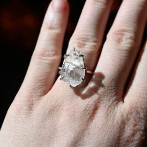 raw diamond engagement ring uncut raw stone gem herkimer quartz elegant wedding Rustic unique alternative boho natural woman unconventional