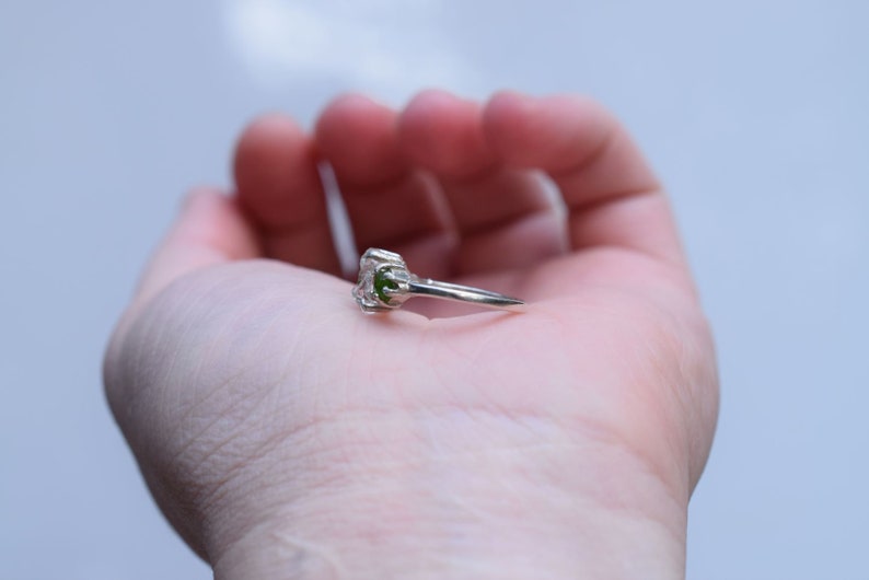Raw Diamond and Emerald Engagement Ring Rough Diamond Ring | Etsy