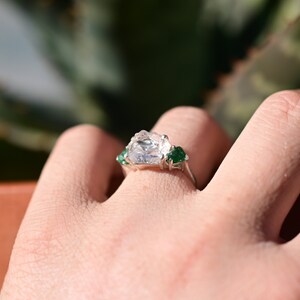 Natural emerald ring rough cut jewelry size 4 5 6 7 8 9 10 11 12 anniversary gift for womangift image 3