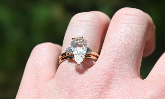 Raw Stone Ring Bohemian Ring Unique Gift for Her Raw Crystal