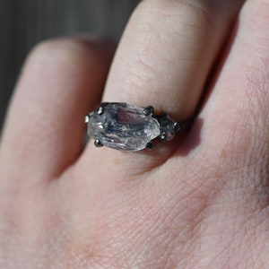 3.87 carat alternative diamond crystal engagement ring, raw crystal ring, raw crystal engagement ring, uncut crystal ring, giftAmerican made