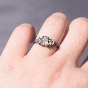 Handmade Raw Diamond Engagement Ring, Trillion Diamond Wedding Ring, Rough Diamond Sterling Silver Promise Ring Size 7 Engagement